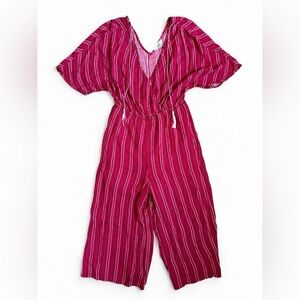Jack by BB Dakota Maroon Striped Wide Leg Jumpsuit Size Medium